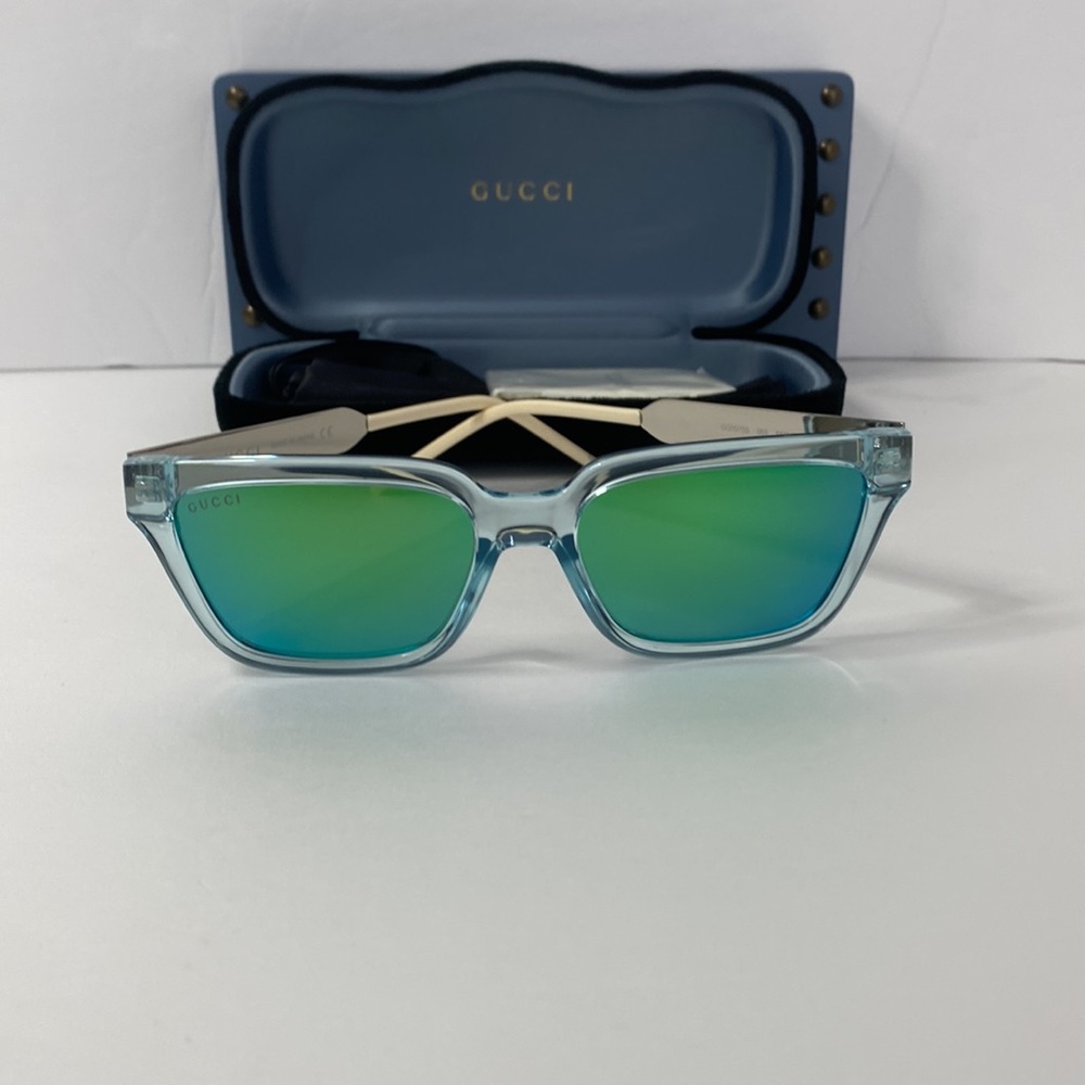 New💚💙 - Gucci GG0975S 003 Women’s Translucent Square Sunglasses in Light Blue